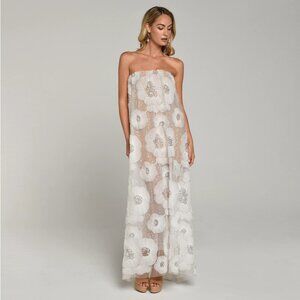 HELSI Margot Strapless Beaded Floral Tulle Gown